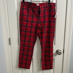 NWT Gap women’s red and black plaid skinny ankle pants size 12 Petite